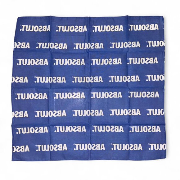 NEW Blue White 90s Style Absolut Vodka Collector's Promo Bandana 21x21" - Picture 3 of 4
